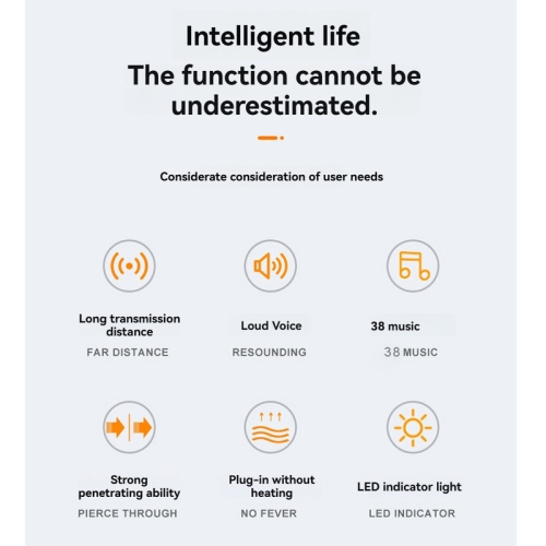 Home wireless self-generating doorbell home battery-free elderly pager waterproof long-distance wireless doorbell - white