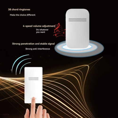 Home wireless self-generating doorbell home battery-free elderly pager waterproof long-distance wireless doorbell - white