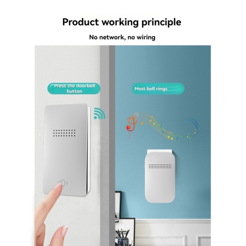 Home wireless self-generating doorbell home battery-free elderly pager waterproof long-distance wireless doorbell - white