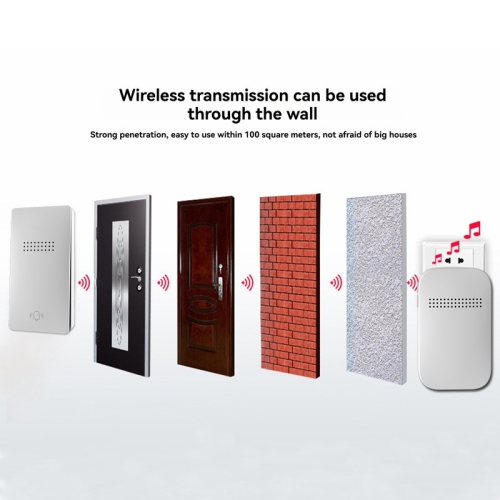 Home wireless self-generating doorbell home battery-free elderly pager waterproof long-distance wireless doorbell - white