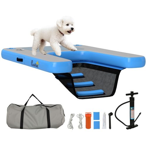 PawHut 47"L Inflatable Dog Water Ramp Floating Duck Ladder Step for Swimming Pets Up to 200lbs, Pet Water Platform for Pool, Lake, Boat, Dock