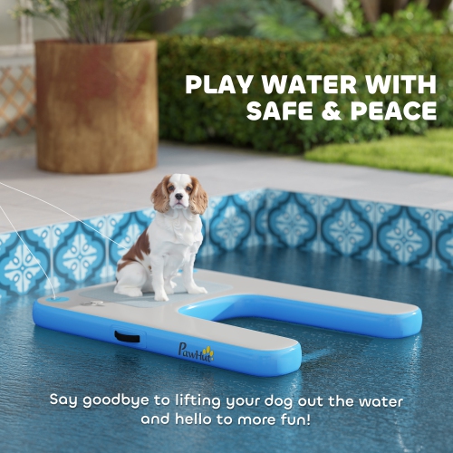 PawHut 47"L Inflatable Dog Water Ramp Floating Duck Ladder Step for Swimming Pets Up to 200lbs, Pet Water Platform for Pool, Lake, Boat, Dock