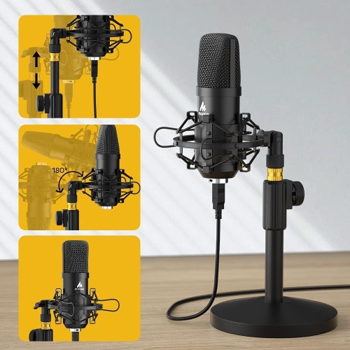 Open Box - MAONO Professional USB Microphone Kit - 192kHz/24Bit Cardioid Condenser Mic for PC Podcasting & Streaming, AU-A04T