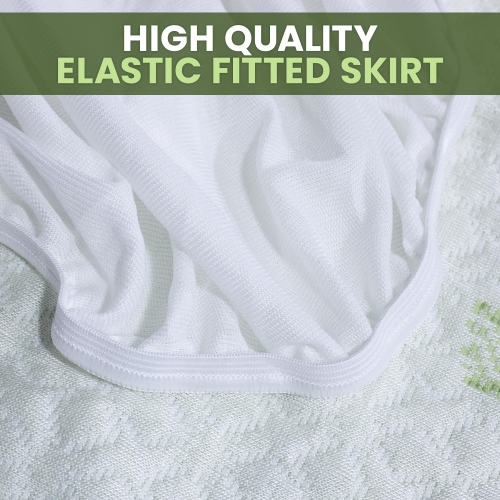 Canadian Linen Waterproof Mattress Protector Soft Smooth Tree Design Bamboo Viscose Fabric Cooling Breathable Mattress Pad Noiseless Absorbent