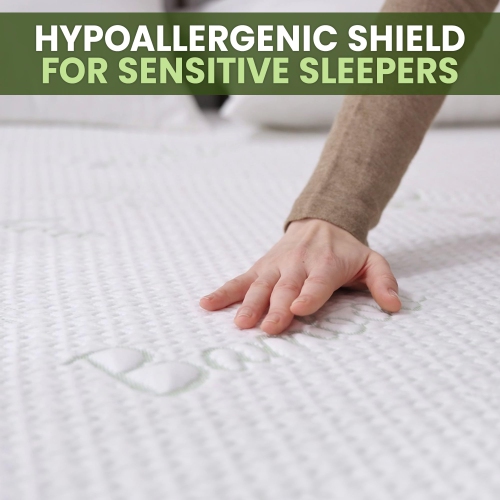 Canadian Linen Waterproof Mattress Protector Soft Smooth Tree Design Bamboo Viscose Fabric Cooling Breathable Mattress Pad Noiseless Absorbent