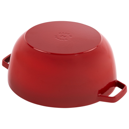 STAUB La Cocotte 4.8 L Cast Iron Round Essential French Oven With Snake Lid, Cherry