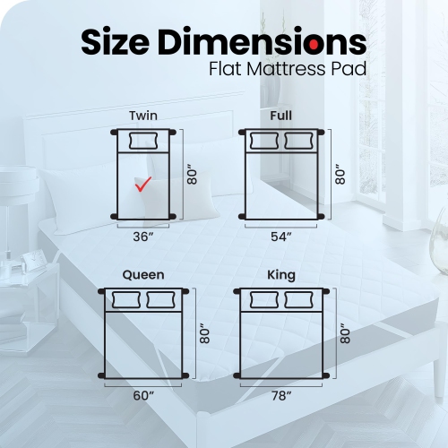 Canadian Linen Flat Mattress Pads with Anchor Bands 39"x80"x14" Noiseless Soft Absorbent Quick Dry Non Slip Washable Breathable Protector Topper, Twin