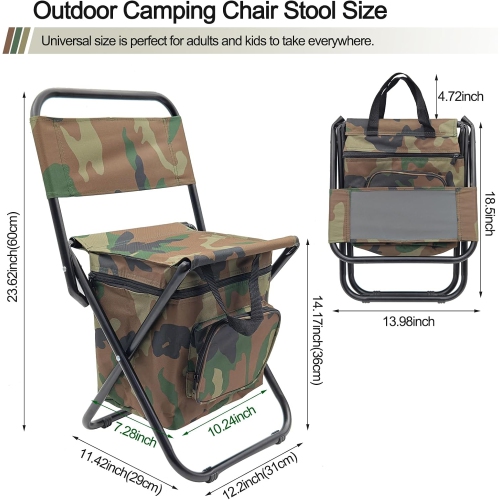Foldable Fishing Stool with Cooler Bag – 2 Patterns to Choose From. 260lb Capacity