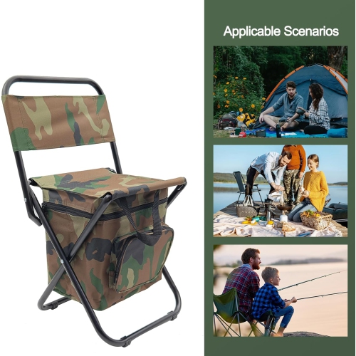 Foldable Fishing Stool with Cooler Bag – 2 Patterns to Choose From. 260lb Capacity