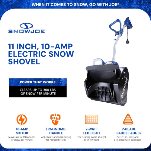 Remis à neuf – Pelle à neige électrique de 10&nbsp;A avec éclairage DEL 11&nbsp;po de Snow Joe