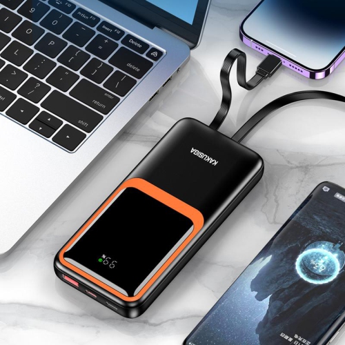 Chargeur portable 10000 mAh de KAKU pour iPhone, câbles intégrés de type C et Lightning 22,5 W