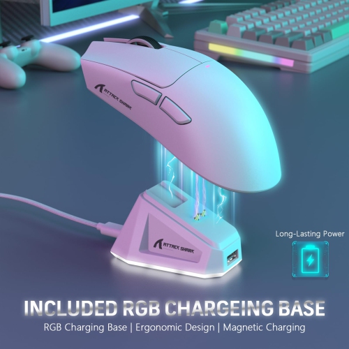Attack Shark X11 59g Superlight Wireless Gaming Mouse with Magnetic RGB Charging Dock?BT/2.4G Wireless/Wired Mouse, 22000 DPI?5 Programmable Buttons