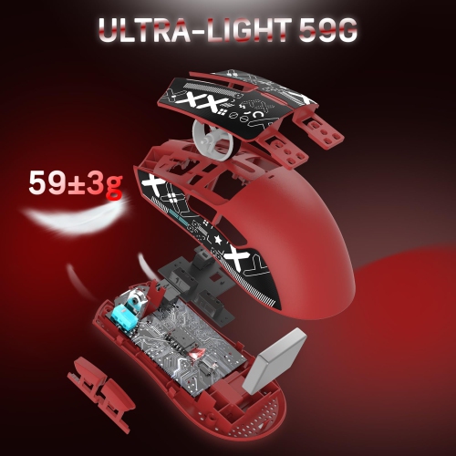 Attack Shark X11 59g Superlight Wireless Gaming Mouse with Grip Tape, RGB Charging Dock?BT/2.4G Wireless/Wired Pc Mouse, 22000 DPI,5 Programmable