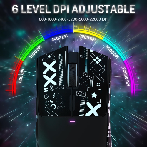 Mouse Gamer Attack Shark X11 59g Superleve sem fio com Fita Antiderrapante, Dock RGB, 22000 DPI, 5 botões programáveis para PC/Mac