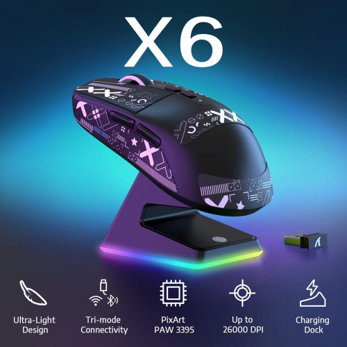 Wireless Gaming Mouse,RGB Magnetic Charging Dock,49g Ultralight X3 Upgrade,Tri-Mode 2.4GHz/BT5.2/USB-C,PAW3395 Sensor 26KDPI,G502 Programmable Mice