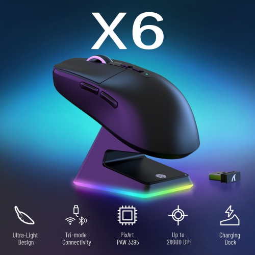 Wireless Gaming Mouse,RGB Magnetic Charging Dock,49g Ultralight X3 Upgrade,Tri-Mode 2.4GHz/BT5.2/USB-C,PAW3395 Sensor 26KDPI,G502 Programmable Mice