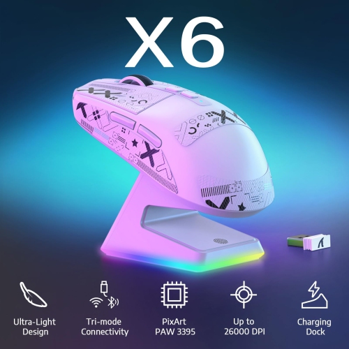 Wireless Gaming Mouse,RGB Magnetic Charging Dock,49g Ultralight X3 Upgrade,Tri-Mode 2.4GHz/BT5.2/USB-C,PAW3395 Sensor 26KDPI,G502 Programmable Mice