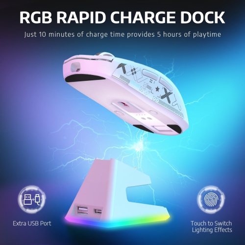Wireless Gaming Mouse,RGB Magnetic Charging Dock,49g Ultralight X3 Upgrade,Tri-Mode 2.4GHz/BT5.2/USB-C,PAW3395 Sensor 26KDPI,G502 Programmable Mice