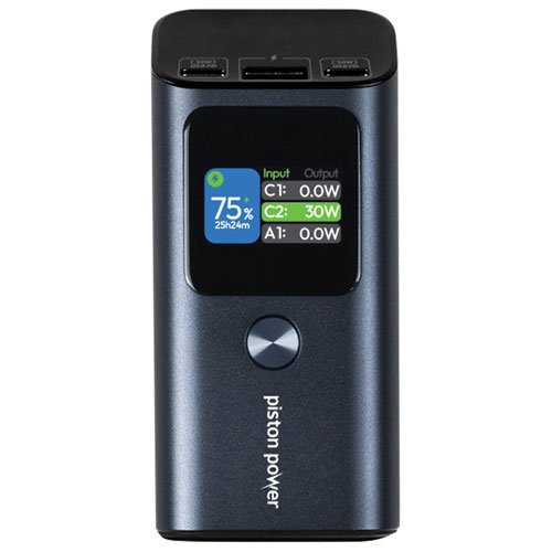 Chargeur portable USB-A/USB-C PD 30 W de 10 000 mAh Piston Power Pro de LOGiiX - Bleu