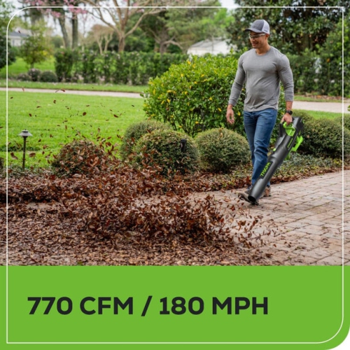 Greenworks 80V 770 CFM 180 MPH Leaf Blower, 4.0Ah Battery and Charger Included