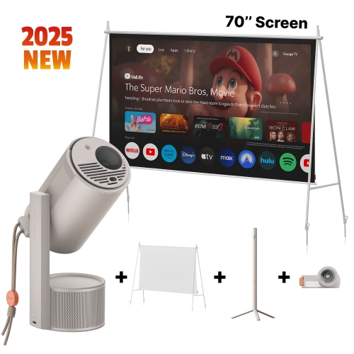 Image 1 de 10.. Projecteur d'extérieur MoGo 3 Pro de XGIMI avec support Powerbase, écran de 70&nbsp;po et étui de transport – Cinéma maison portatif tout-en-un pour