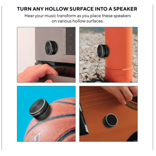 PocketTunes Bone Conduction Mini Speakers | Bluetooth Wireless | Turns Surfaces Into Speakers | Compact & Portable | Up to 6 Hours Playtime