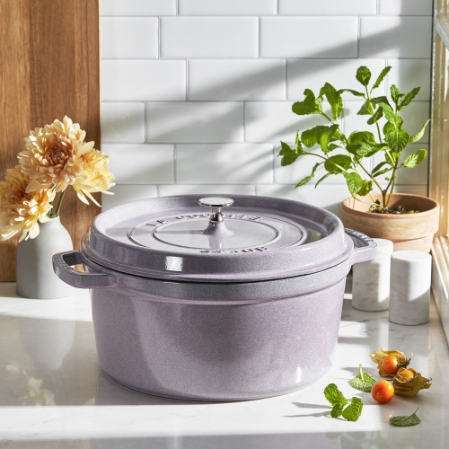 STAUB La Cocotte 6.75 L Cast Iron Round Cocotte, Cherry Blossom