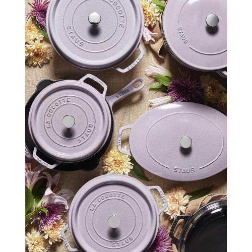 STAUB La Cocotte 6.75 L Cast Iron Round Cocotte, Cherry Blossom