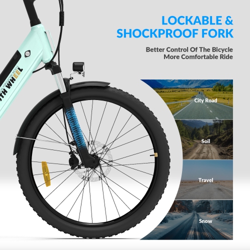 Electric Commuter Bike for Adults, 26-Inch 7-Speed E-Bike with 350W Motor & 36V Removable Battery, UL Certified Electric Bicycle for City Riding