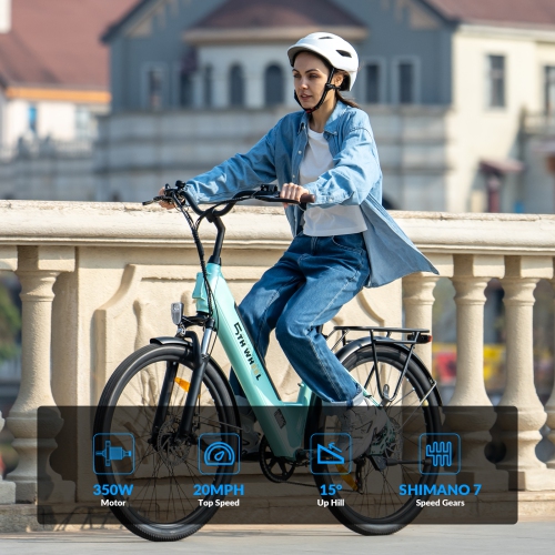 Electric Commuter Bike for Adults, 26-Inch 7-Speed E-Bike with 350W Motor & 36V Removable Battery, UL Certified Electric Bicycle for City Riding