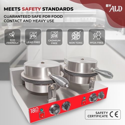 AR-HCB2 Waffle Cone Maker | Commercial Double Waffle Cone Iron | Stainless Steel | Nonstick | 110V