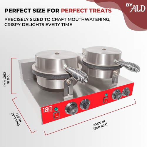 AR-HCB2 Waffle Cone Maker | Commercial Double Waffle Cone Iron | Stainless Steel | Nonstick | 110V