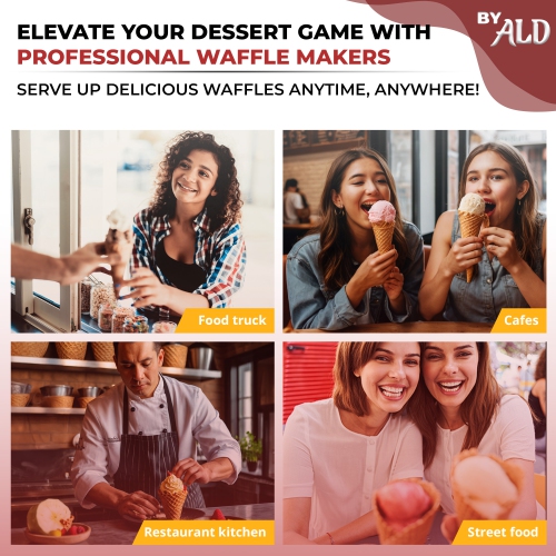 AR-HCB2 Waffle Cone Maker | Commercial Double Waffle Cone Iron | Stainless Steel | Nonstick | 110V