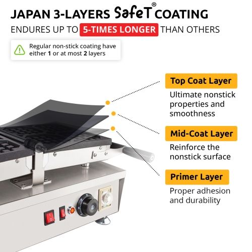 AP-454 Belgian Waffle Maker Thick | Belgian Waffle Iron | Swing Type | 4 Pcs | Professional Use | Nonstick | 110V