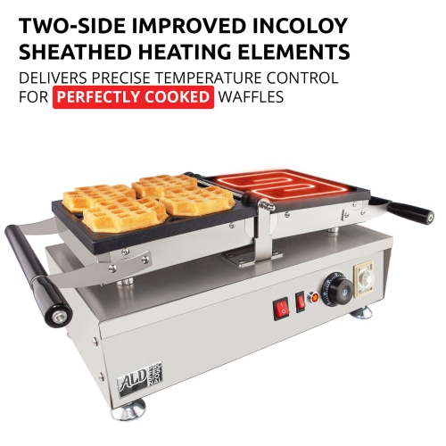 AP-454 Belgian Waffle Maker Thick | Belgian Waffle Iron | Swing Type | 4 Pcs | Professional Use | Nonstick | 110V