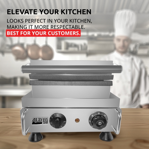 AP-505 Belgian Waffle Maker Thick | Belgian Waffle Iron | Press Type | 4 Square Waffles | Professional Use | Stainless Steel | 110V