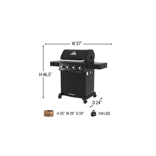 Barbecue au gaz propane à 410 4 brûleurs Crown de Broil King, noir