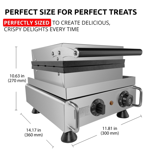 AP-506 Rectangular Waffle Iron | Press Type | 6 Square Belgium Waffles | Stainless Steel | Nonstick | 110V