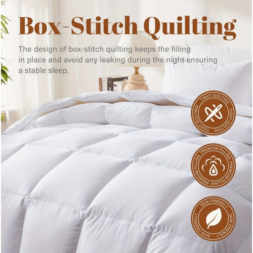 Luxurious Hotel Bedding Comforter Filled With Feather & Down - All Season White Duvet Insert Available Size King,Queen