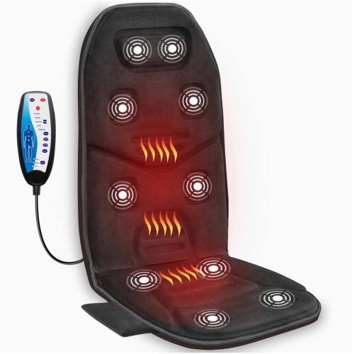 Massage Seat Cushion With Heat, 10 Vibration Motors Seat Warmer, Back Massager For Chair, Massage Chair Pad For Back,