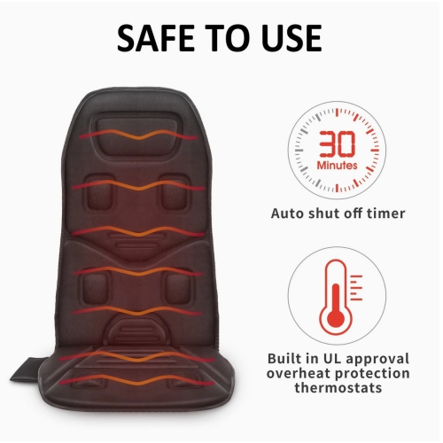 Massage Seat Cushion With Heat, 10 Vibration Motors Seat Warmer, Back Massager For Chair, Massage Chair Pad For Back,