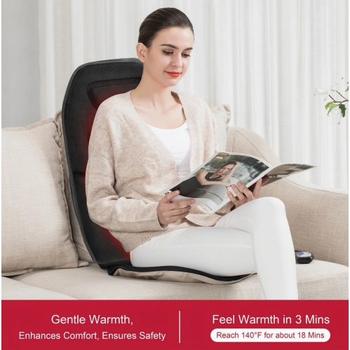 Massage Seat Cushion With Heat, 10 Vibration Motors Seat Warmer, Back Massager For Chair, Massage Chair Pad For Back,