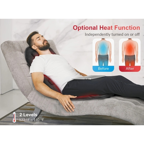 Massage Seat Cushion With Heat, 10 Vibration Motors Seat Warmer, Back Massager For Chair, Massage Chair Pad For Back,
