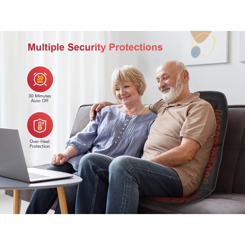 Massage Seat Cushion With Heat, 10 Vibration Motors Seat Warmer, Back Massager For Chair, Massage Chair Pad For Back,