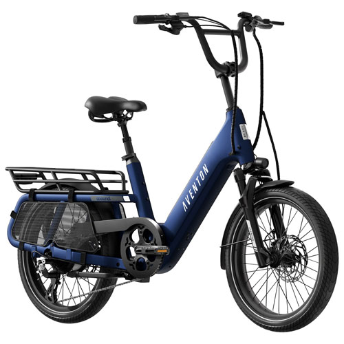 Aventon Abound SR Step-Through Fat-Tire Electric Cruiser Bike (750W Motor/96km Range/32 km/h Top Speed) - Cobalt