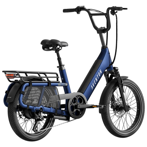 Aventon Abound SR Step-Through Fat-Tire Electric Cruiser Bike (750W Motor/96km Range/32 km/h Top Speed) - Cobalt