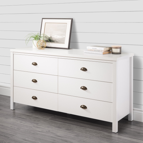 CorLiving Boston Wood Grain Wide 6 Drawer Dresser with Interlocking Drawers