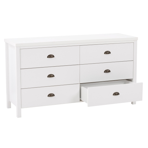 CorLiving Boston Wood Grain Wide 6 Drawer Dresser with Interlocking Drawers