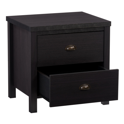 Corliving Boston Nightstand Bedside Table, for Bedroom, End Table with 2 Drawers, Sidetable with Storage