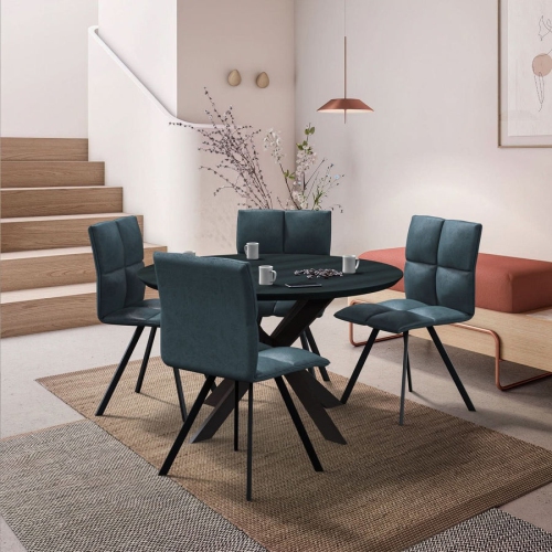 LeisureMod Wesley Modern Leather Dining Chairs Armless Chairs with Metal Legs